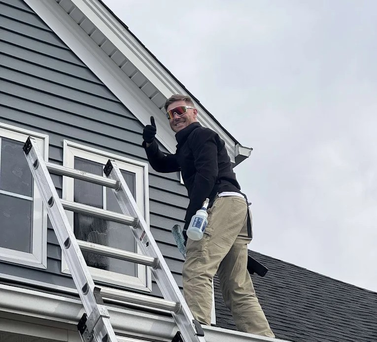 Scrubsters working from a ladder